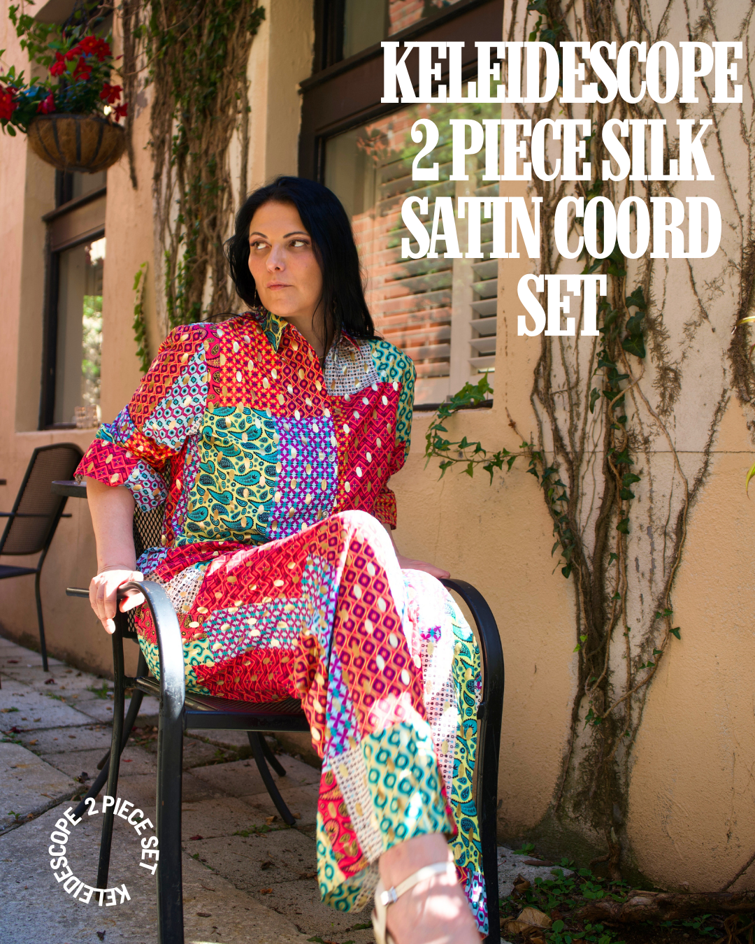 Keleidescope Two Piece Silk Satin Coord Set