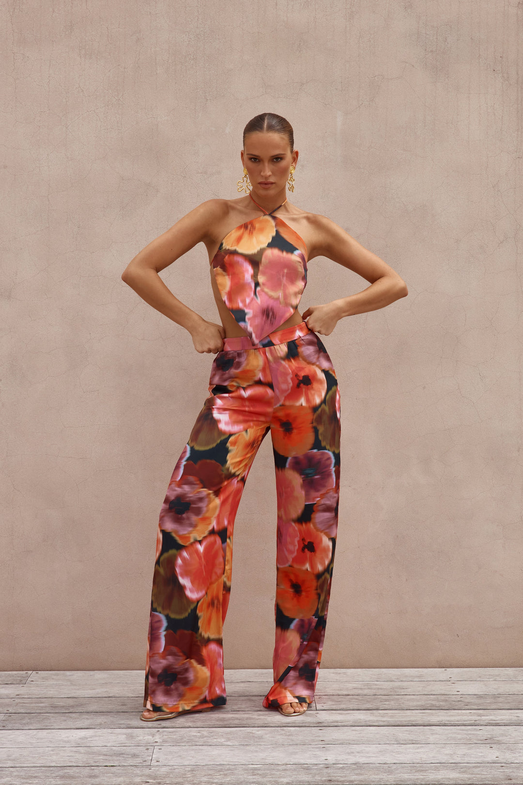 Trinkets Top - Orange Abstract Floral