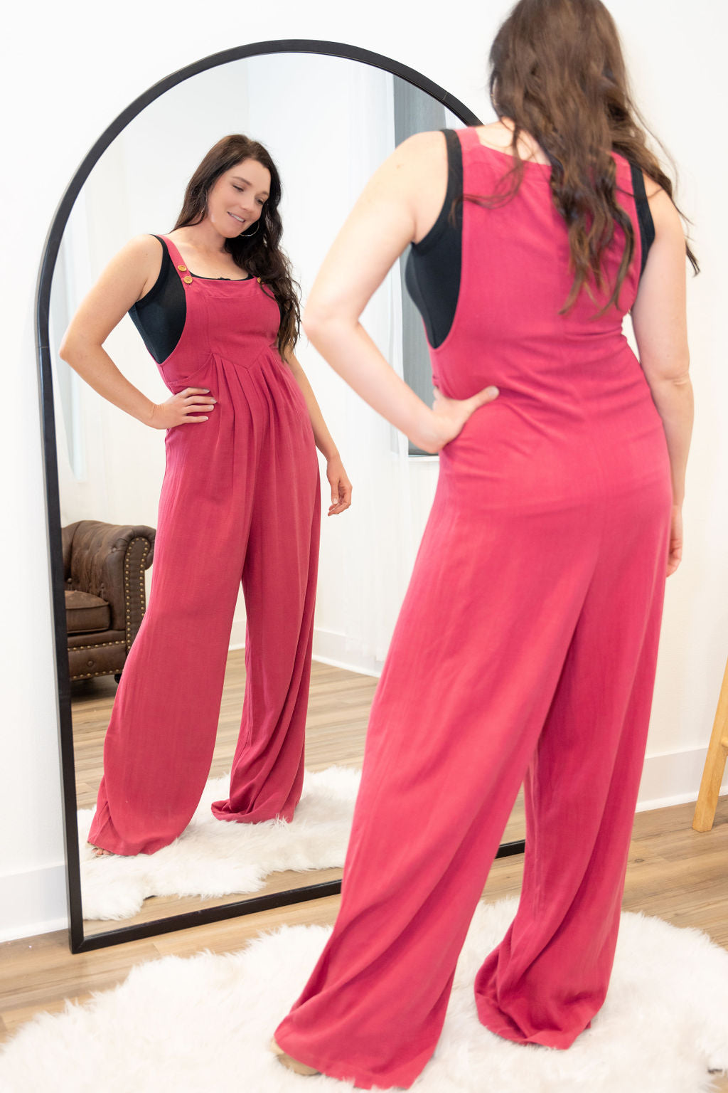 Tall Kami Overall Jumpsuit - Raspberry
