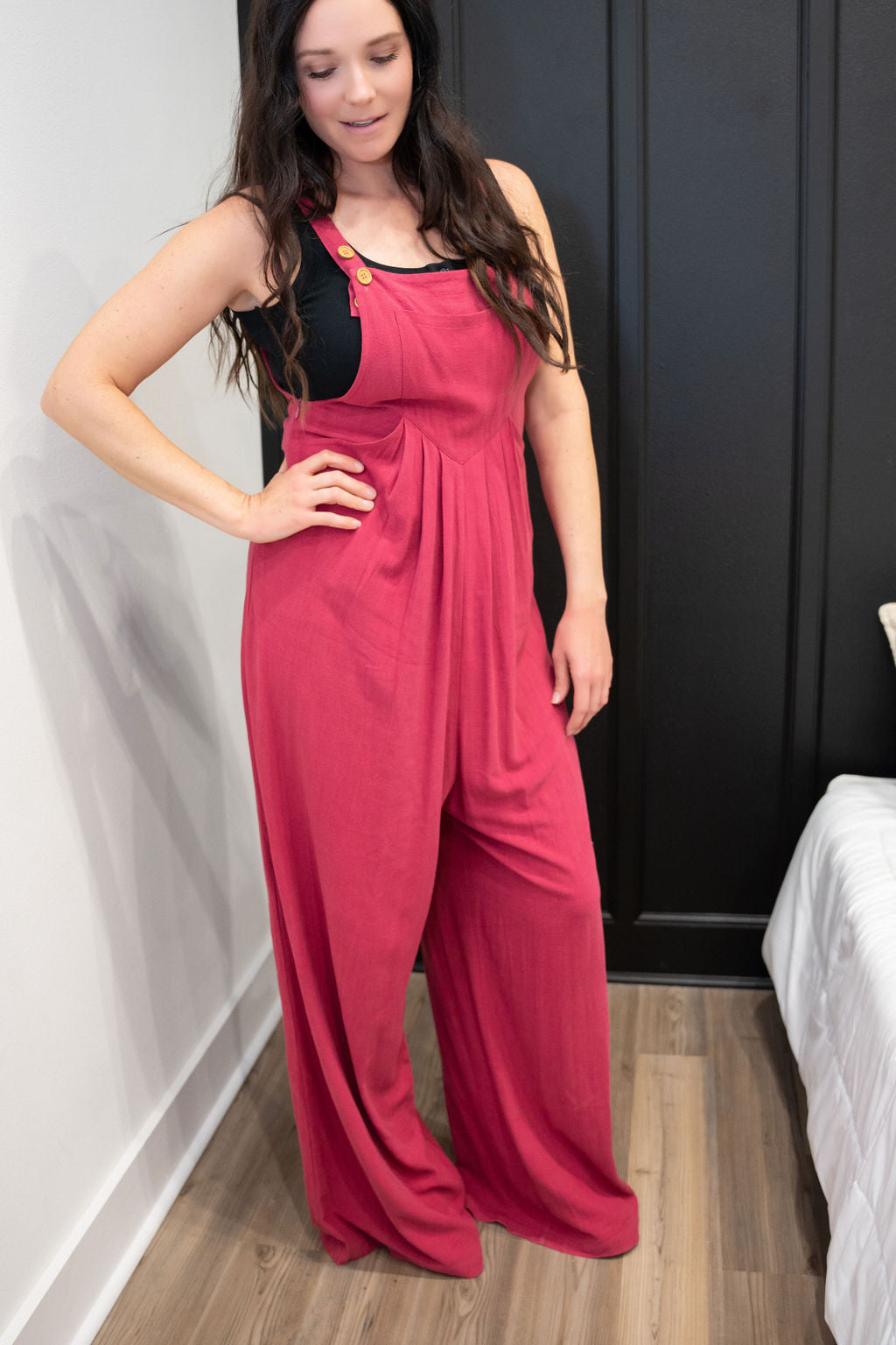 Tall Kami Overall Jumpsuit - Raspberry