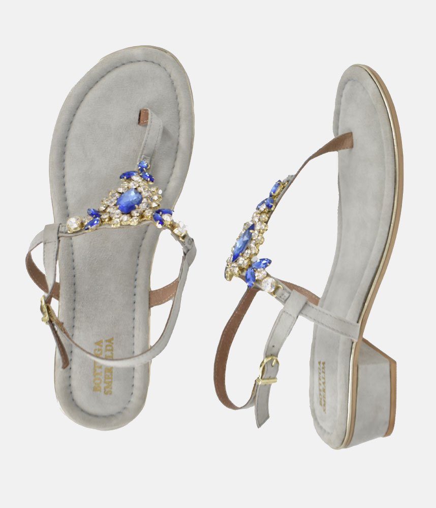 Bottega Stunning Crystal Sandals - Blue