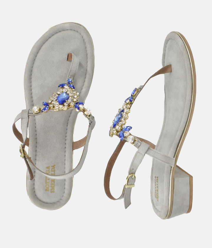 Bottega Stunning Crystal Sandals - Blue