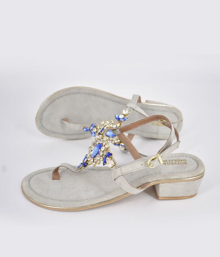 Bottega Stunning Crystal Sandals - Blue