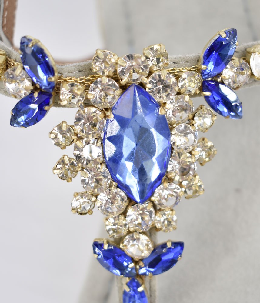 Bottega Stunning Crystal Sandals - Blue
