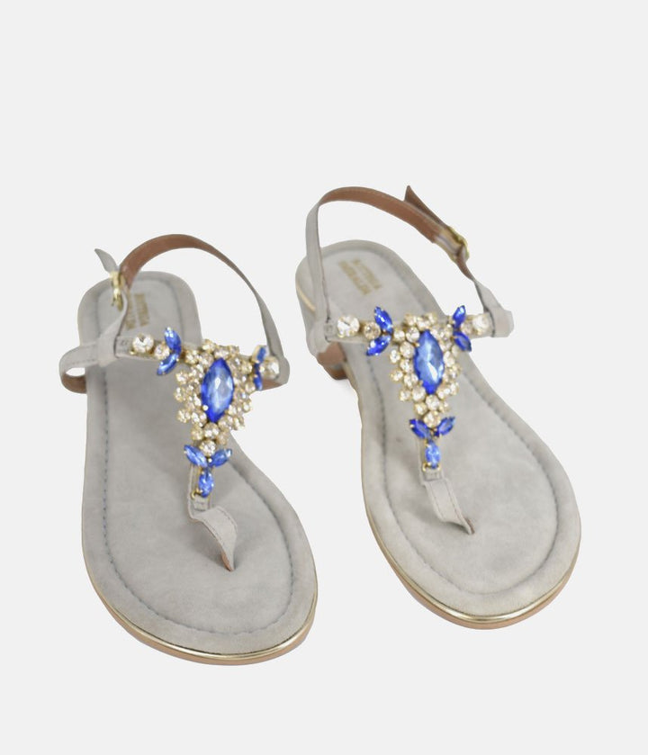 Bottega Stunning Crystal Sandals - Blue