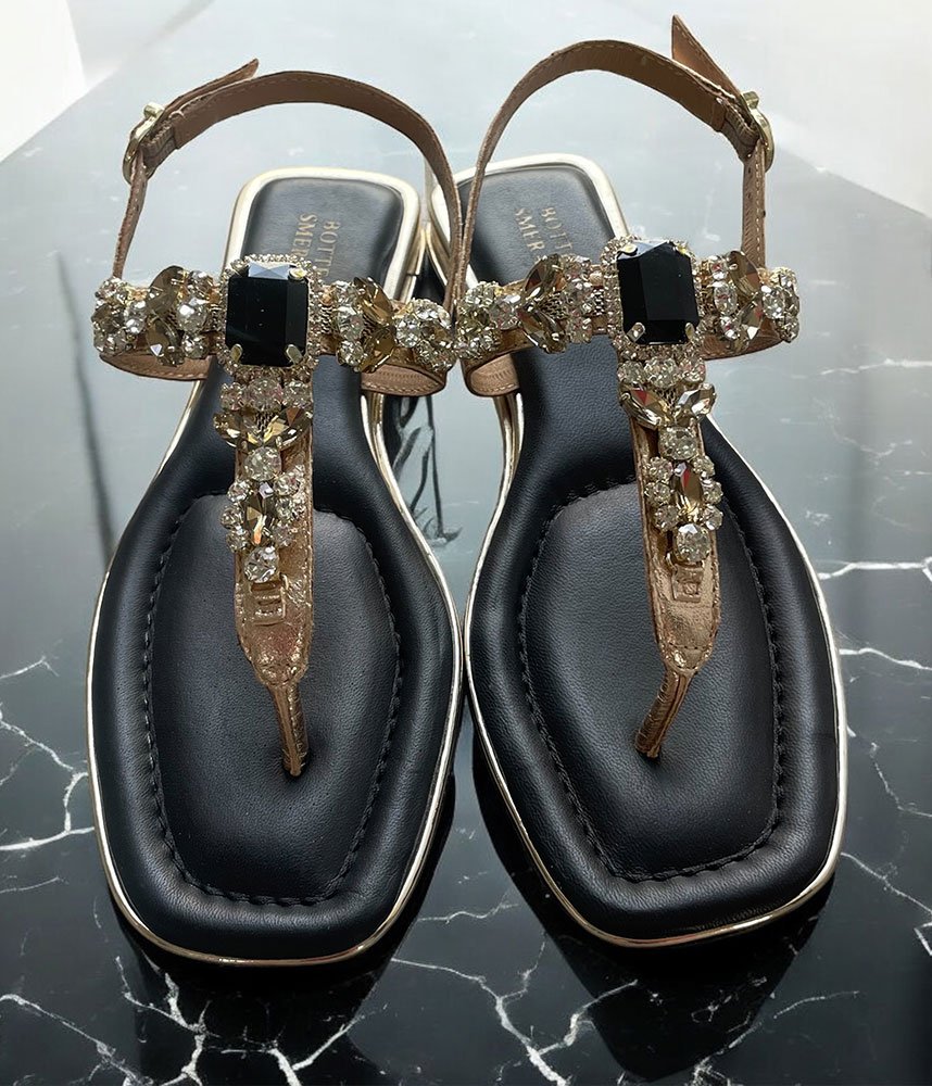 Bottega Dressy Low Wedge Sandals - Gold