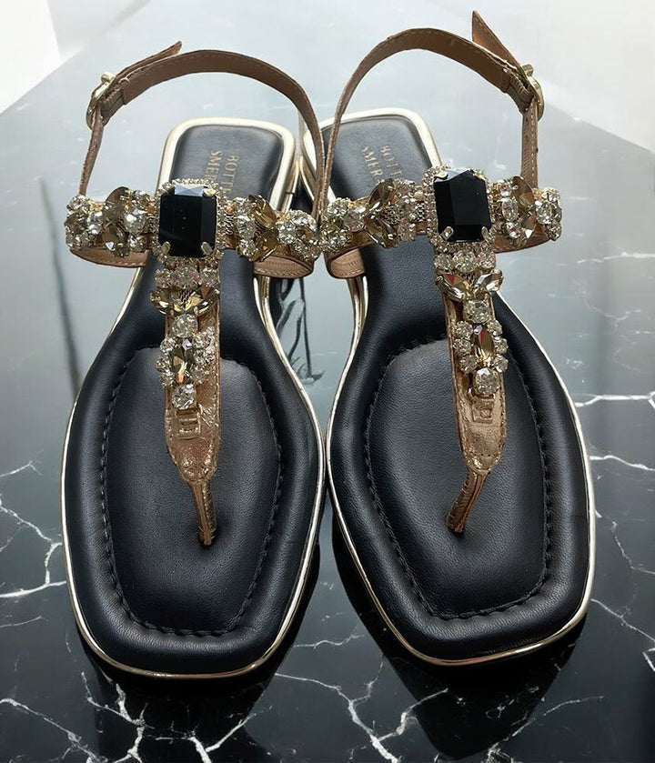 Bottega Dressy Low Wedge Sandals - Gold