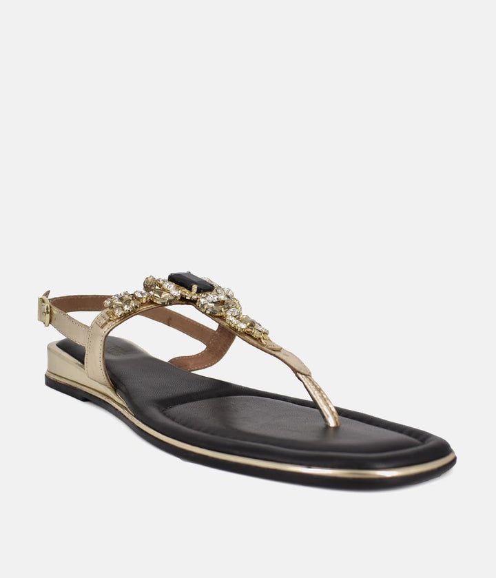Bottega Dressy Low Wedge Sandals - Gold