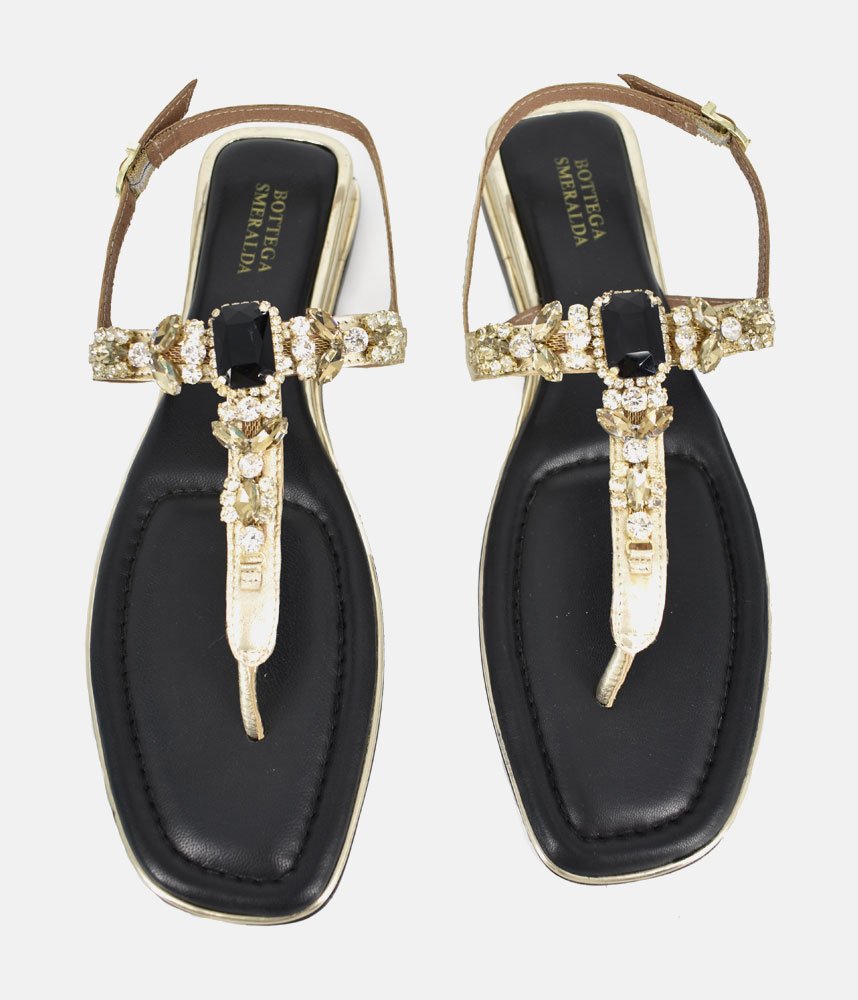 Bottega Dressy Low Wedge Sandals - Gold