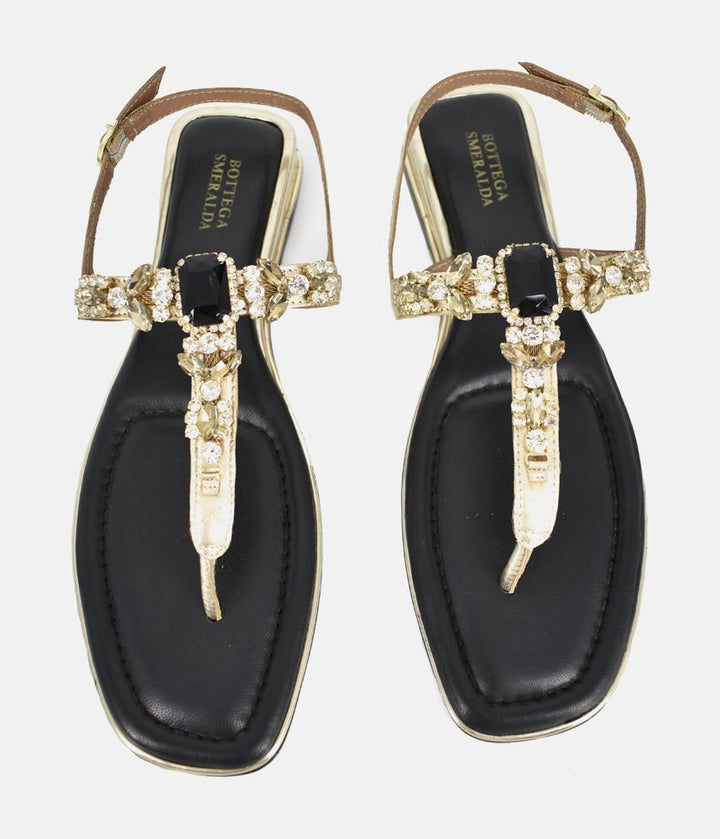 Bottega Dressy Low Wedge Sandals - Gold