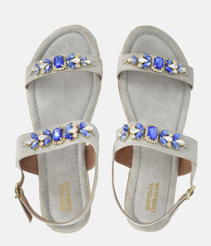 Bottega Lavish Crystal Suede Sandals - Blue
