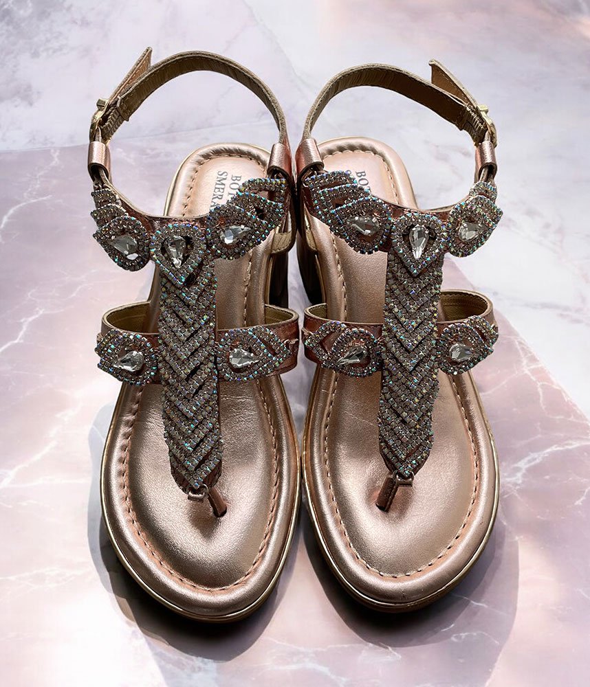 Bottega Stunning Diamante Sandals - Rose Gold
