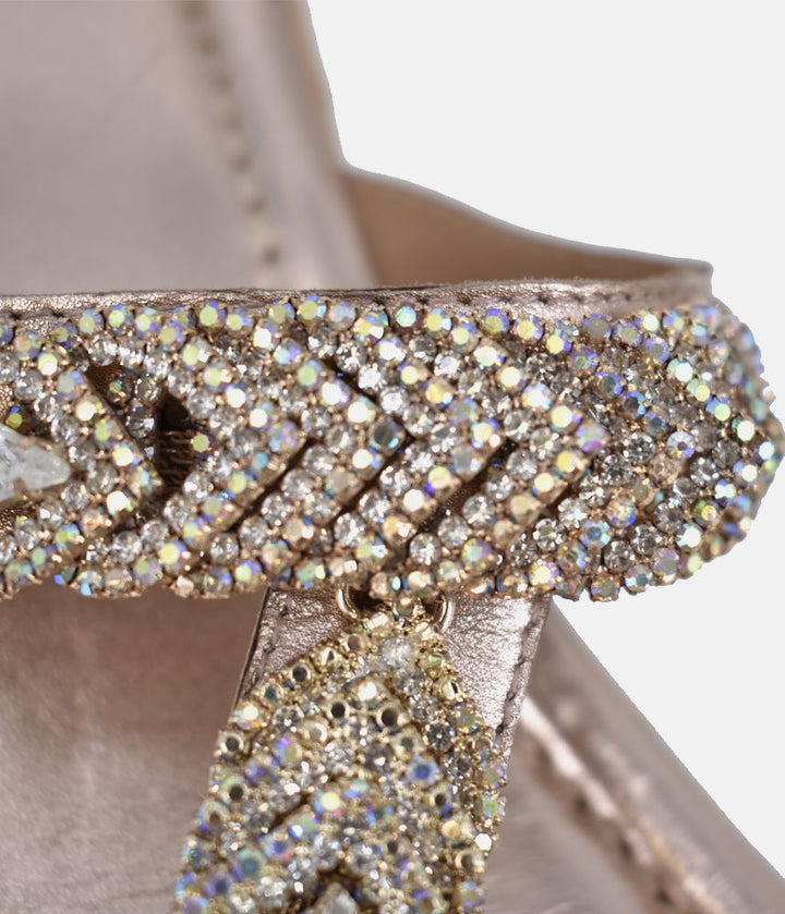 Bottega Stunning Diamante Slip On Sandals - Rose Gold
