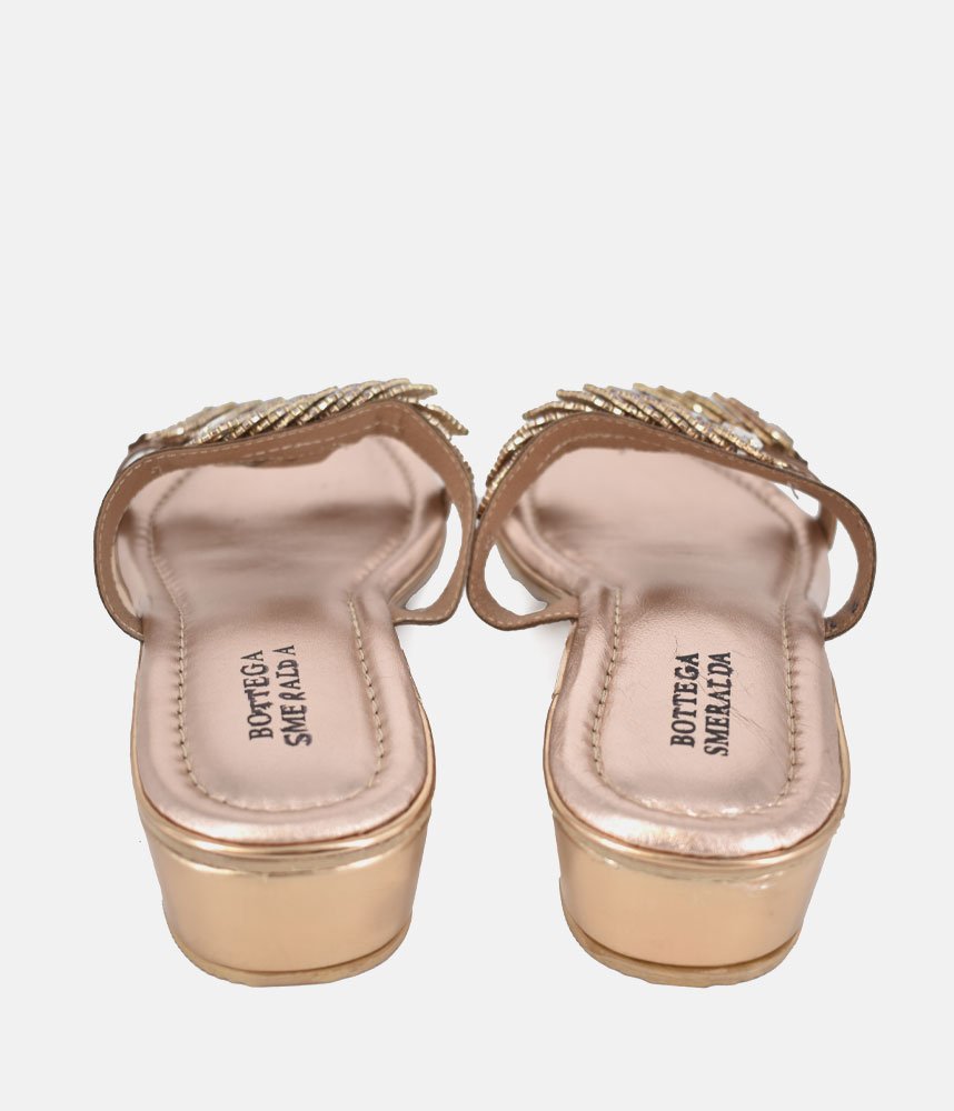 Bottega Stunning Diamante Slip On Sandals - Rose Gold