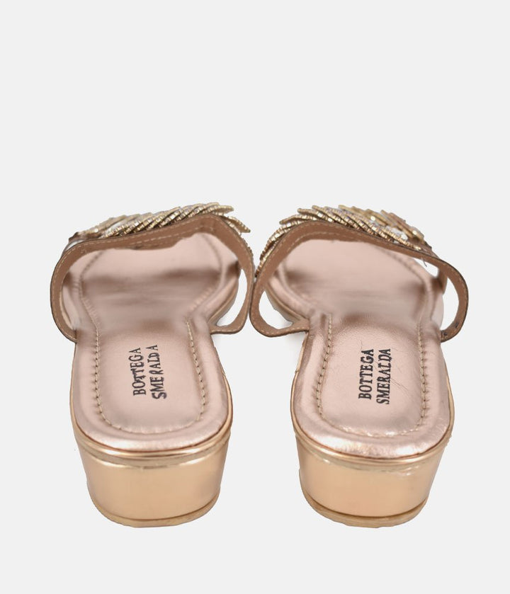 Bottega Stunning Diamante Slip On Sandals - Rose Gold