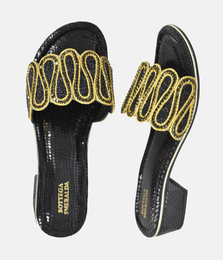 Bottega Elegant Slip On Sandals - Black