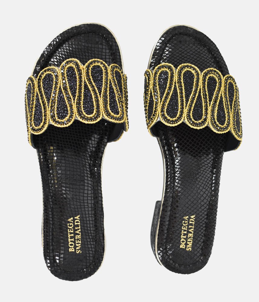 Bottega Elegant Slip On Sandals - Black