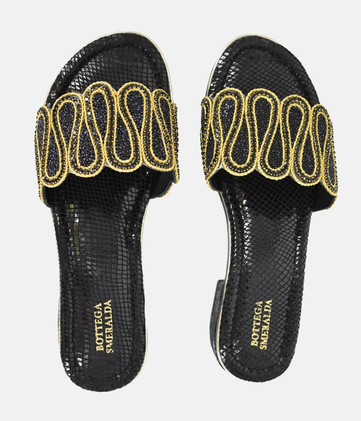 Bottega Elegant Slip On Sandals - Black