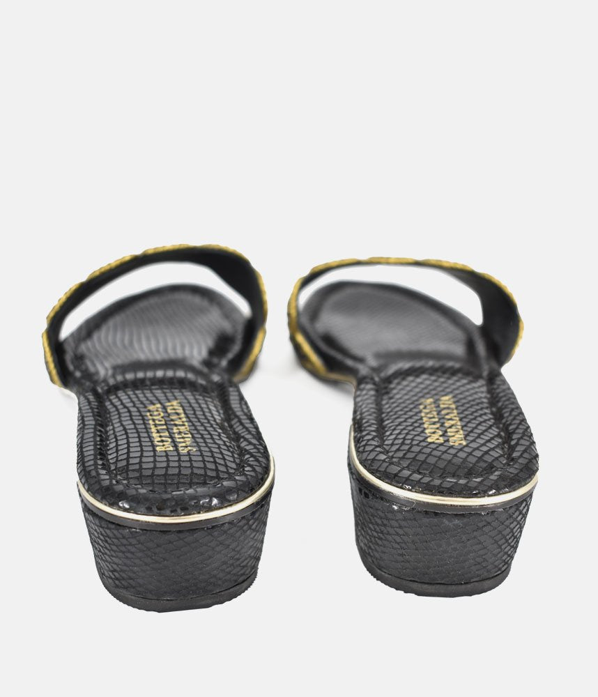 Bottega Elegant Slip On Sandals - Black