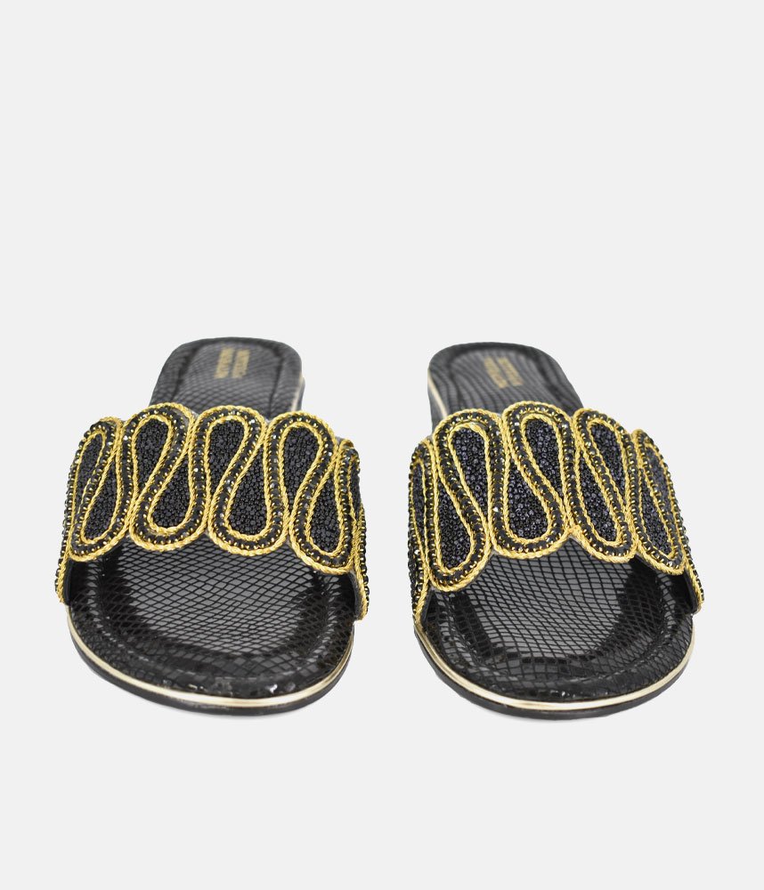 Bottega Elegant Slip On Sandals - Black