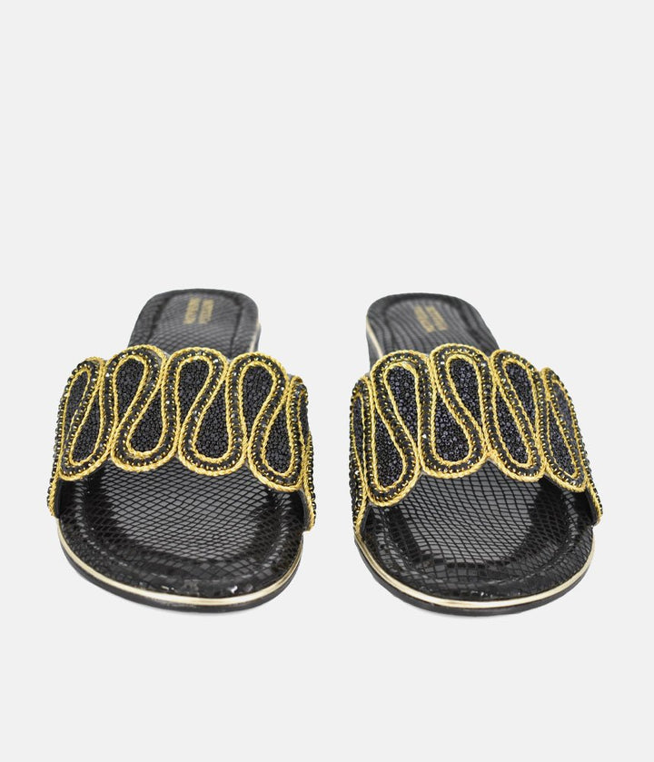 Bottega Elegant Slip On Sandals - Black