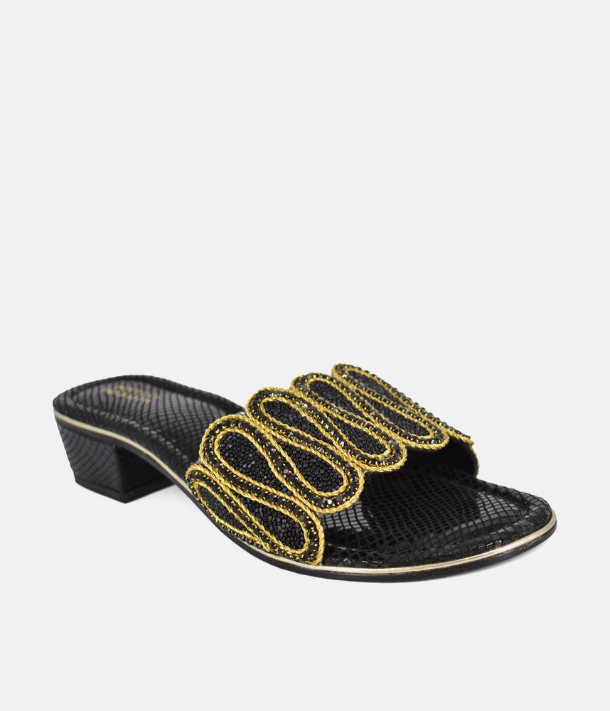 Bottega Elegant Slip On Sandals - Black