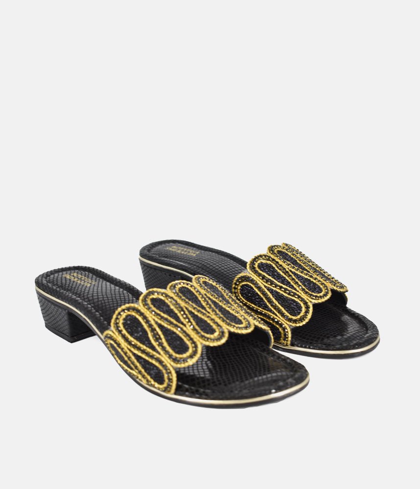 Bottega Elegant Slip On Sandals - Black