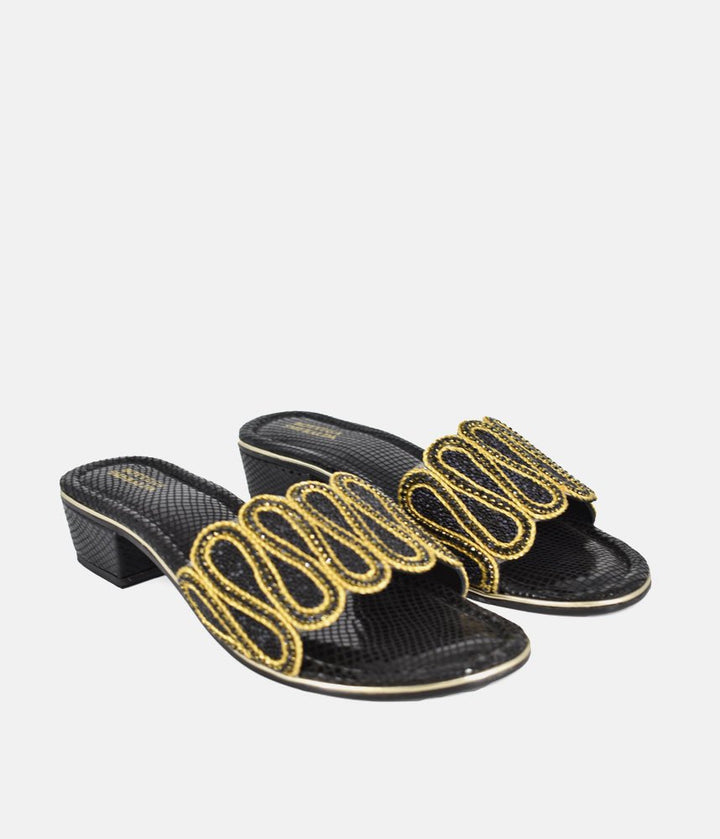 Bottega Elegant Slip On Sandals - Black