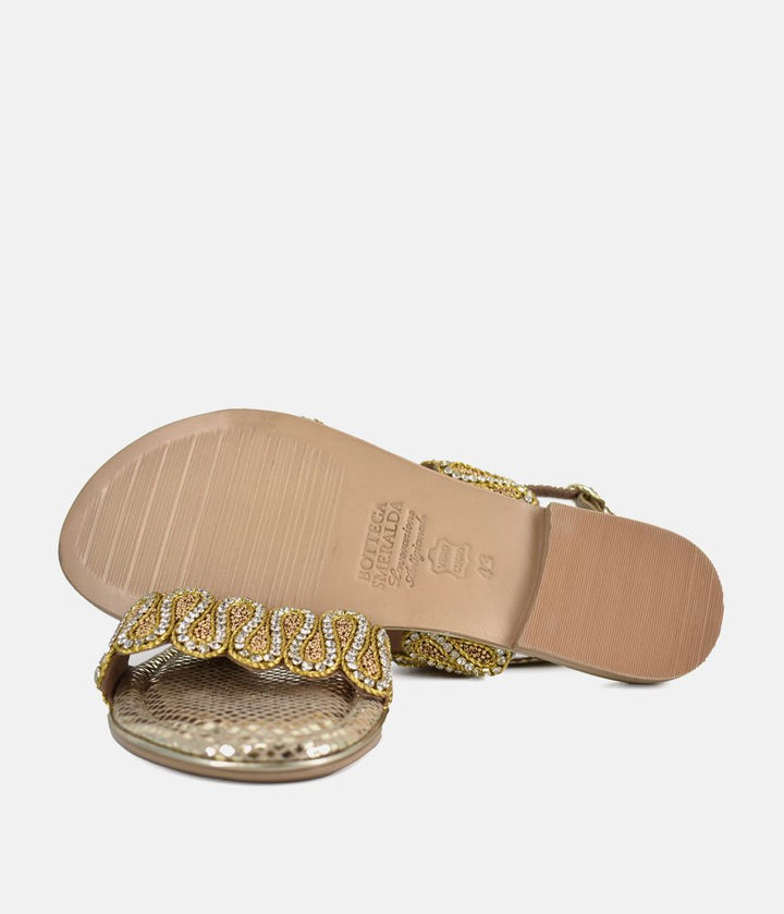 Bottega Glamourous Diamante Sandals - Gold