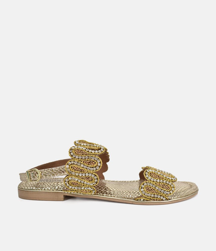 Bottega Glamourous Diamante Sandals - Gold