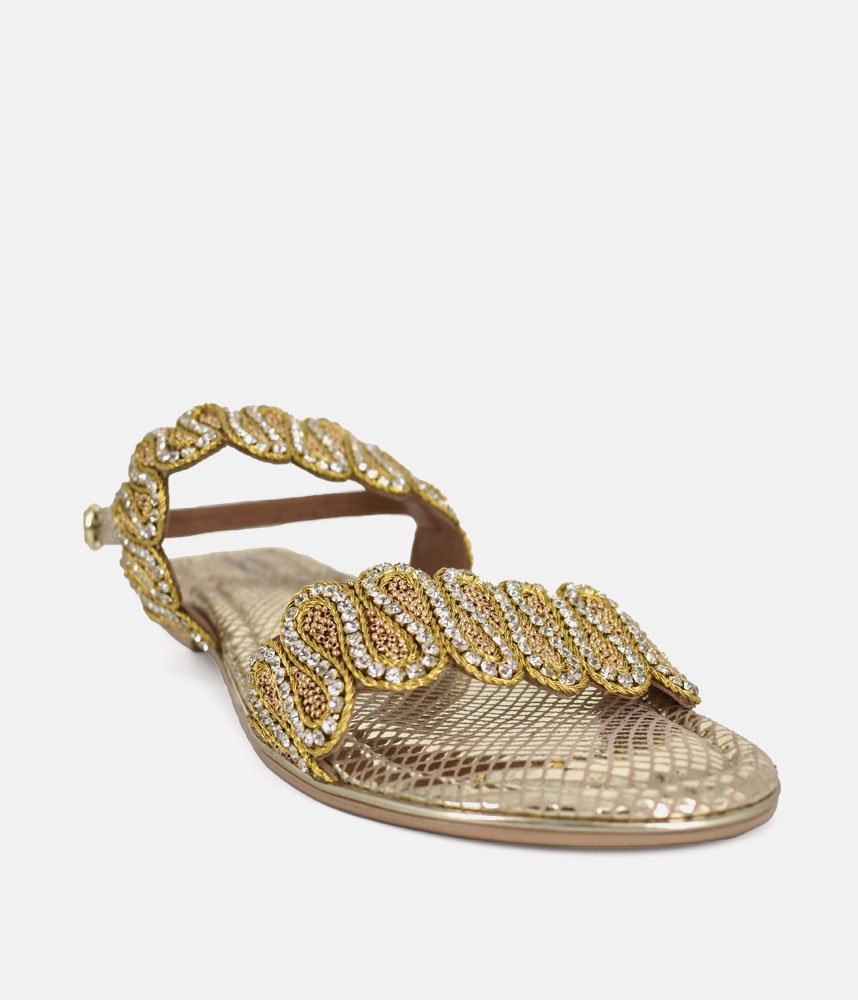 Bottega Glamourous Diamante Sandals - Gold