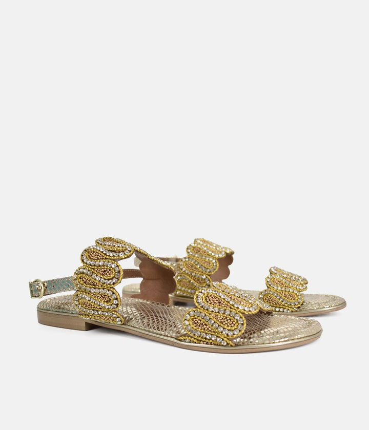 Bottega Glamourous Diamante Sandals - Gold