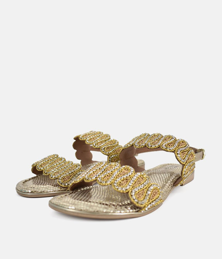 Bottega Glamourous Diamante Sandals - Gold