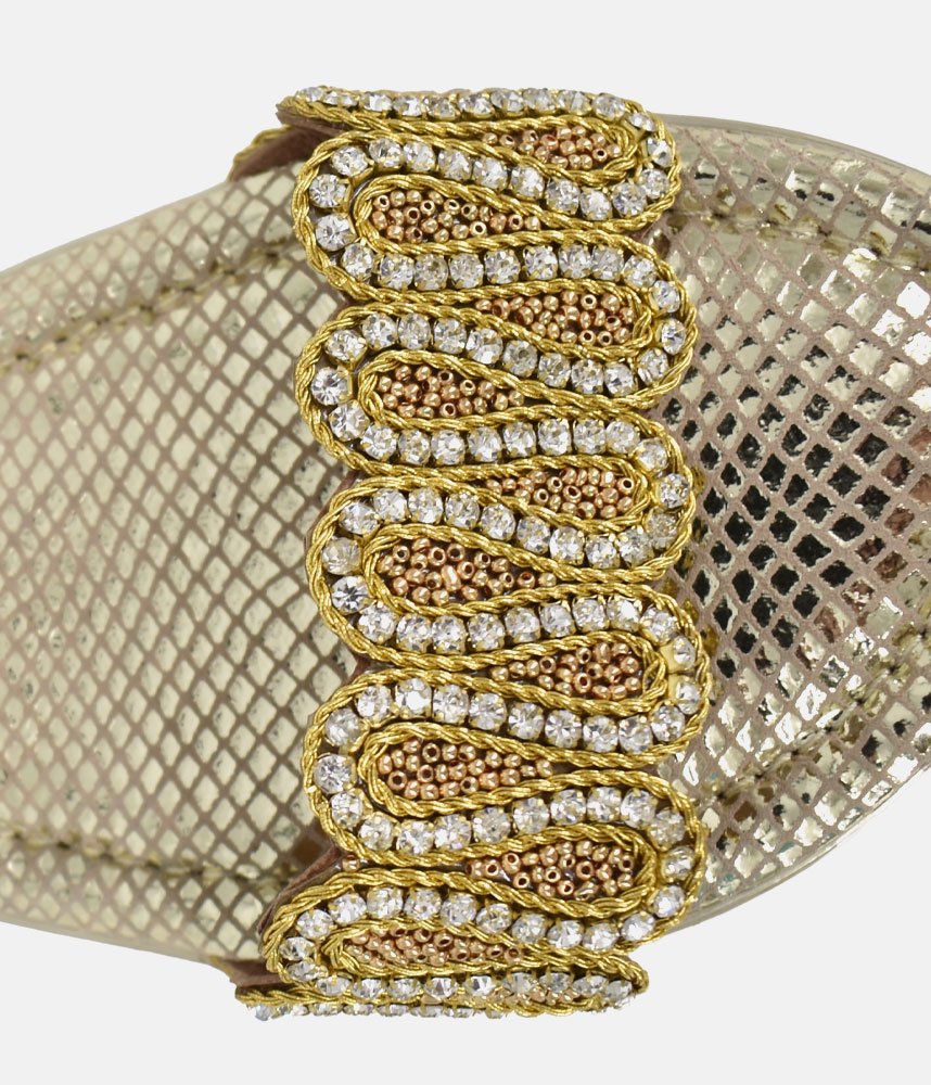 Bottega Glamourous Diamante Sandals - Gold