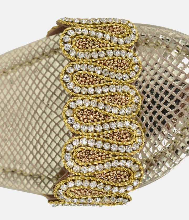 Bottega Glamourous Diamante Sandals - Gold