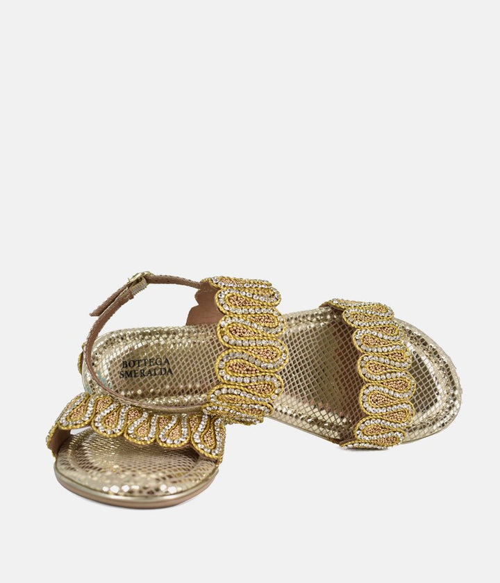 Bottega Glamourous Diamante Sandals - Gold