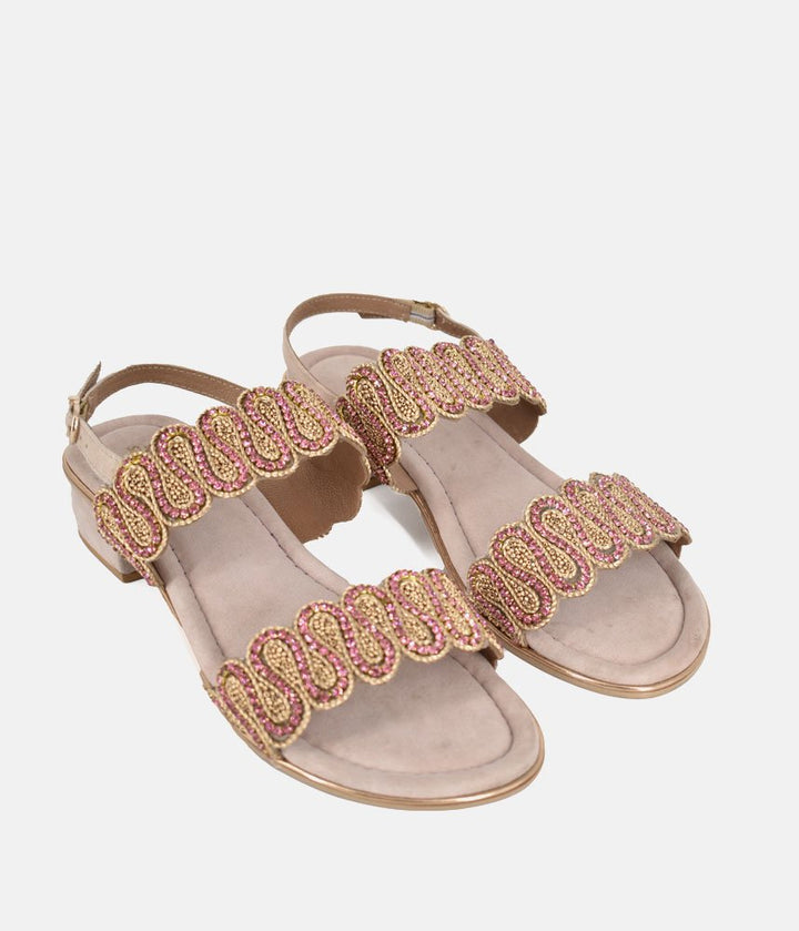 Bottega Glamourous Diamante Sandals - Rose Gold