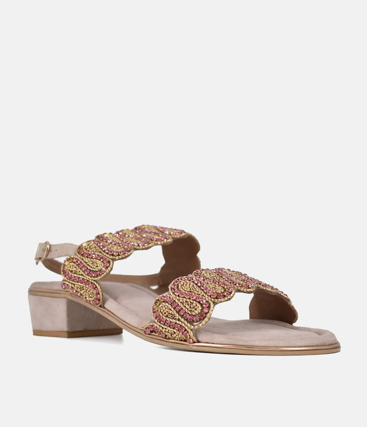 Bottega Glamourous Diamante Sandals - Rose Gold