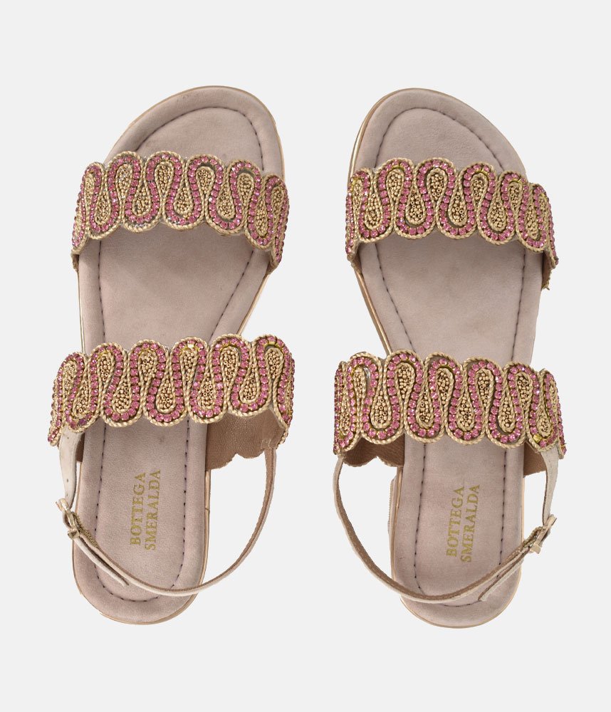 Bottega Glamourous Diamante Sandals - Rose Gold