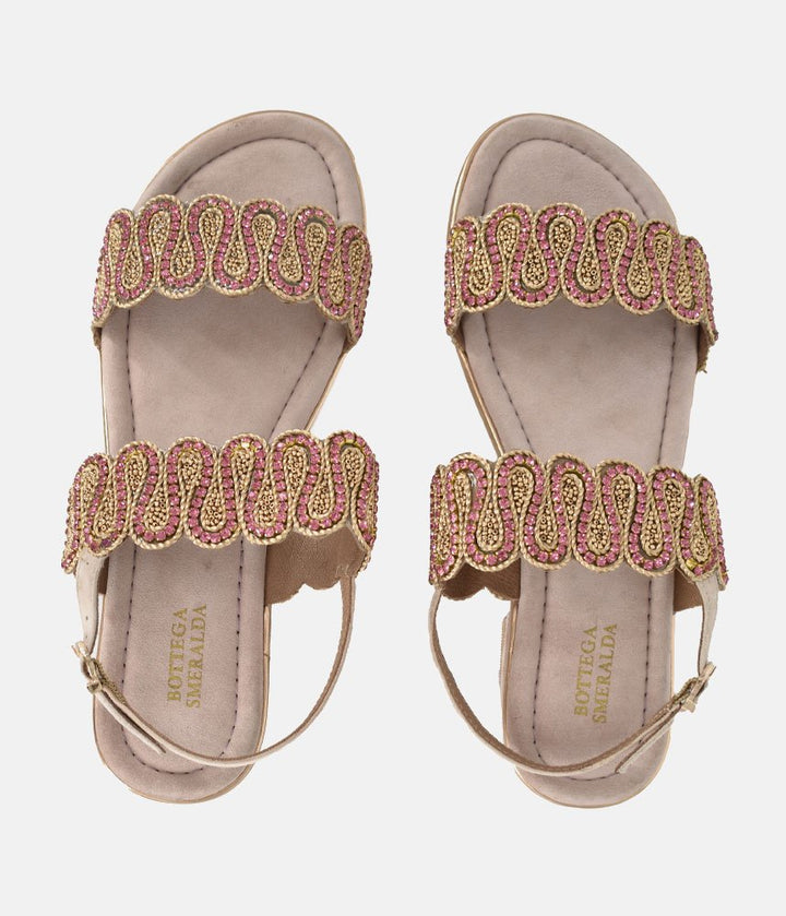 Bottega Glamourous Diamante Sandals - Rose Gold