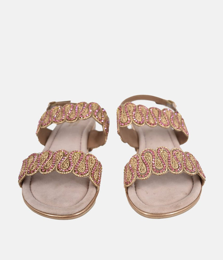 Bottega Glamourous Diamante Sandals - Rose Gold