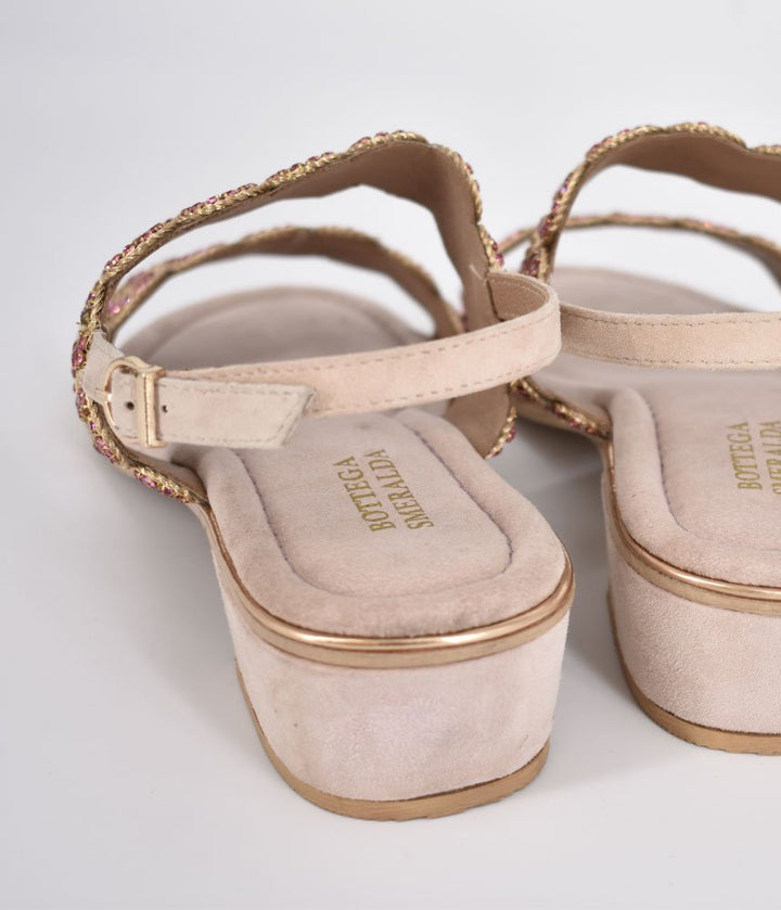 Bottega Glamourous Diamante Sandals - Rose Gold