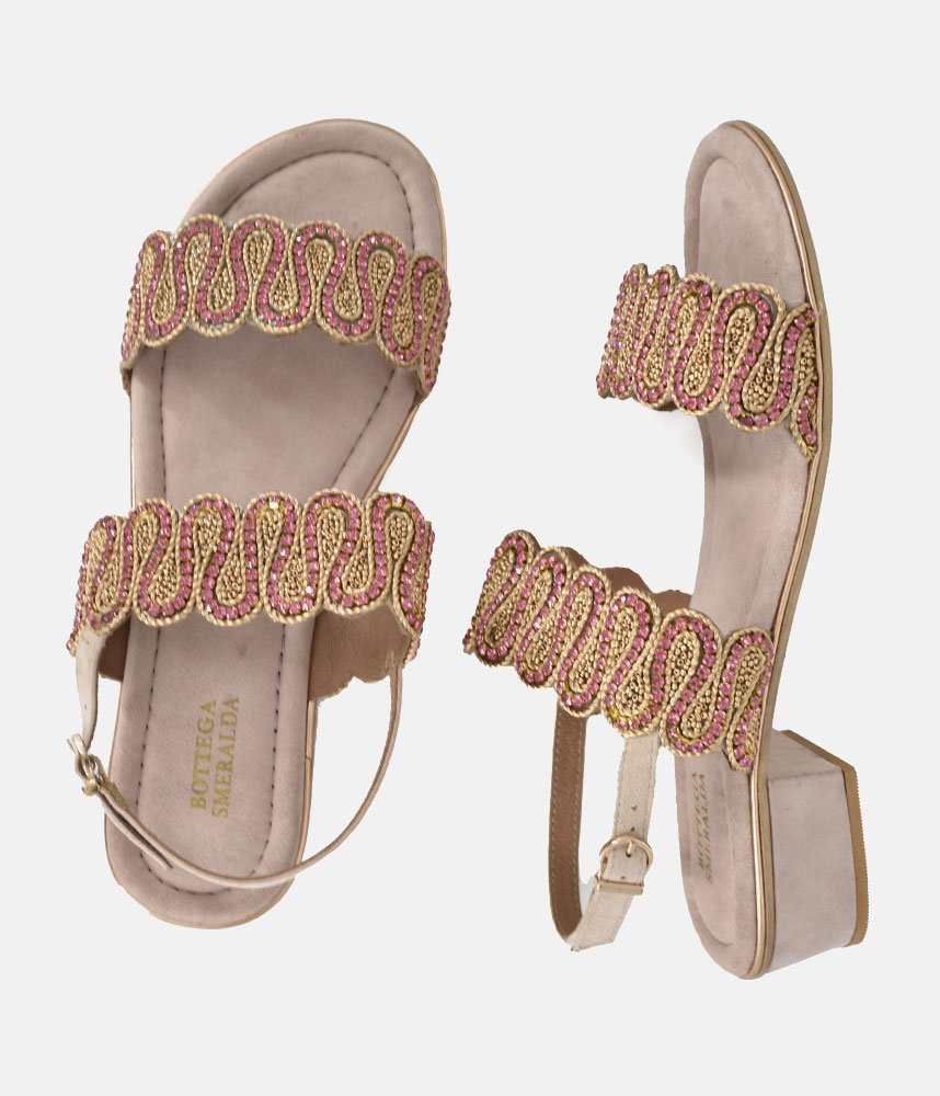 Bottega Glamourous Diamante Sandals - Rose Gold