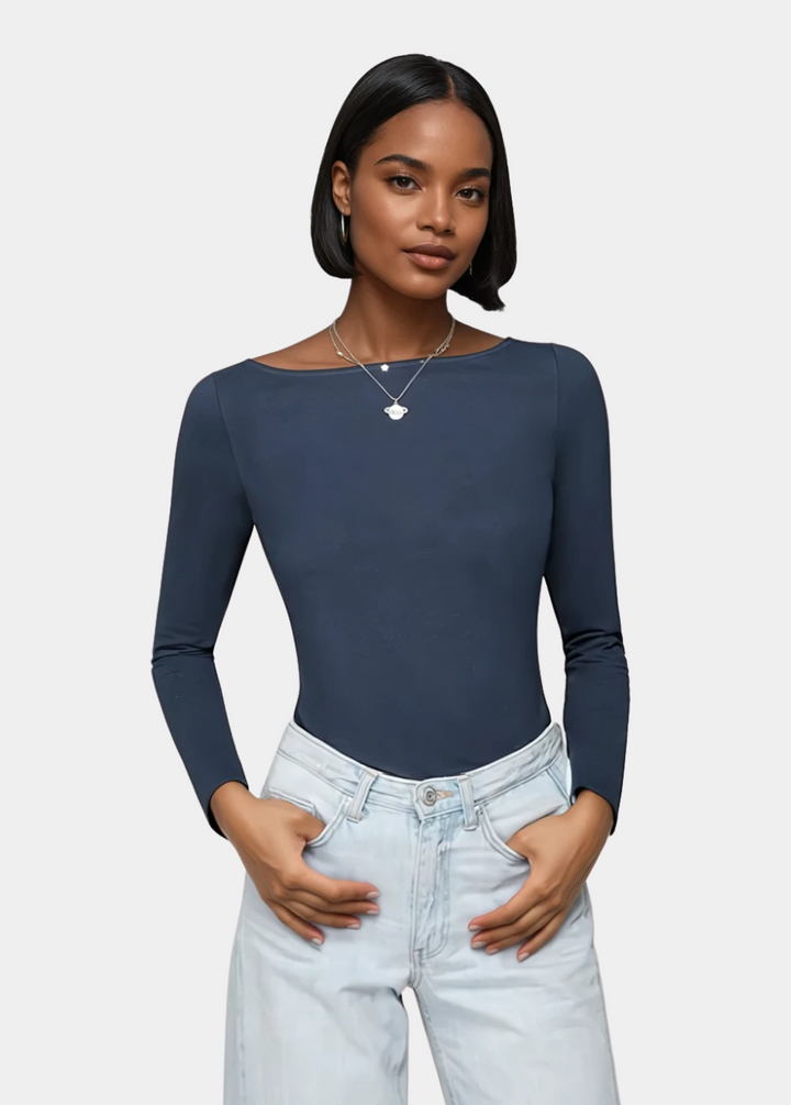 Tall Women’s Double Front Boat Neck Long Sleeve Tee