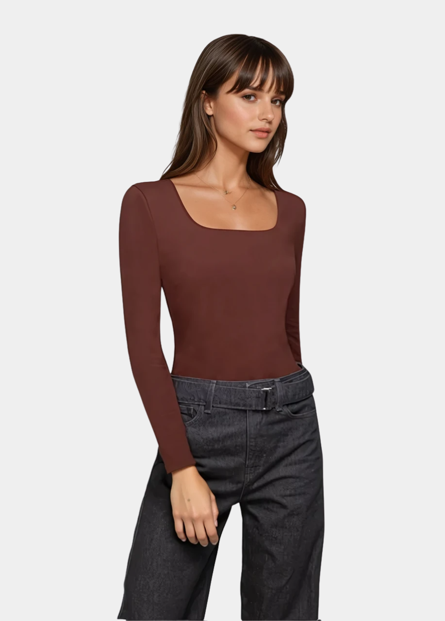 Tall Women’s Double Front Square Neck Long Sleeve Tee