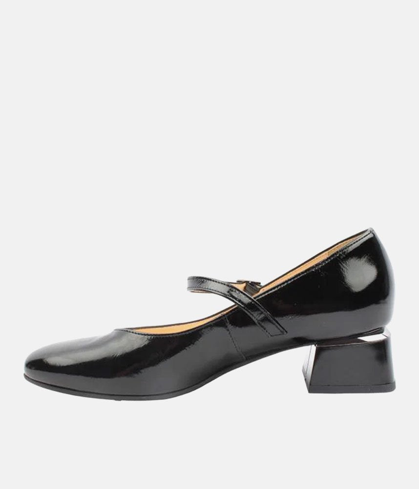 Bioeco Stylish Patent Block Heels - Black