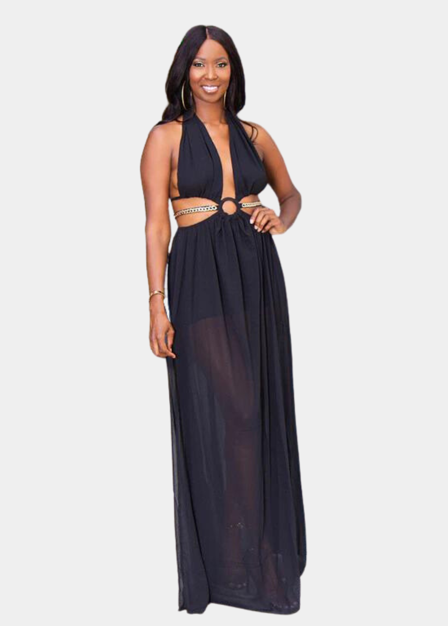 tall black maxi dress Long Sleeve Maxi Dress in Black, Linen Dress, Women's Dress, Prom Dress for Women, Full Length Dress, Contract Cuff Long Party Dress 1450#