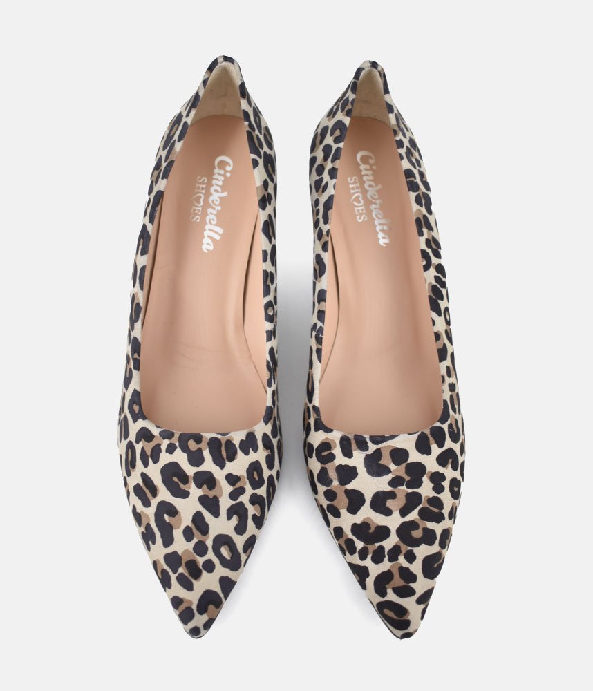 Cinderella Shoes Stylish Leopard Print Suede Heels