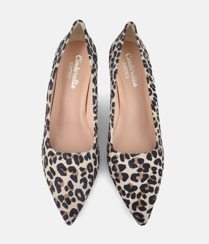 Cinderella Shoes Stylish Leopard Print Suede Heels