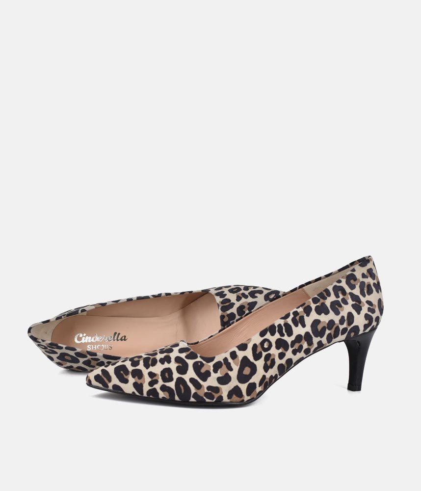 Cinderella Shoes Stylish Leopard Print Suede Heels
